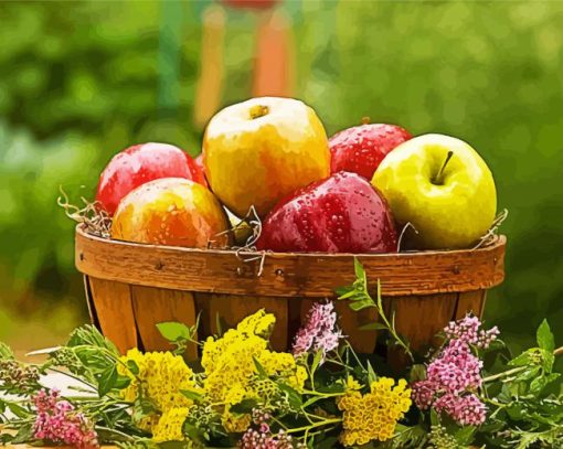 Aesthetic Apple Basket Diamond Paintings