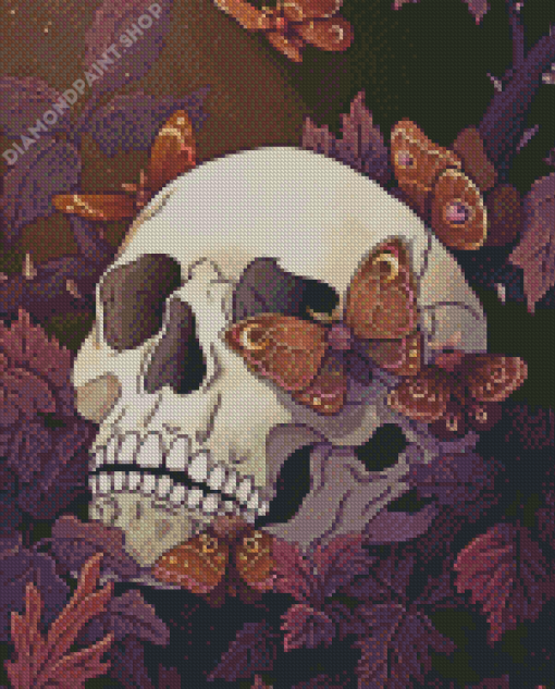 Aesthetic Skull And Butterflies Diamond Painting