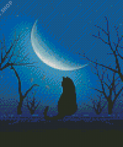 Aesthetic Lonely Cat Silhouette Diamond Painting