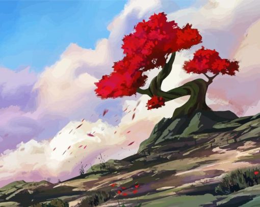 Aesthetic Red Tree Art Diamond Painting