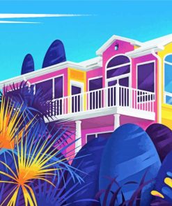 Colorful Illustration House Diamond Painting