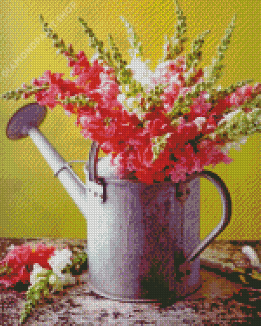 Cool Watering Can With Flowers Diamond Paintings