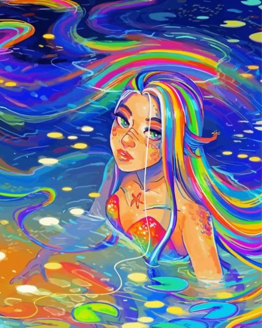 Girl With Colorful Hair Art Diamond Paintings