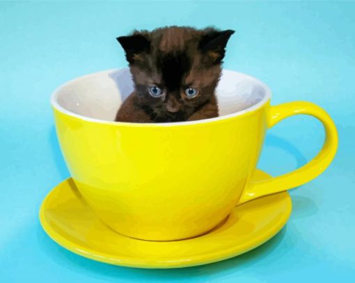 Kitten In Cup Diamond Painting