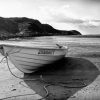 Monochrome Beach With Row Boat Diamond Paintings