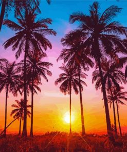 Palm Trees California Sunset Silhouette Diamond Paintings