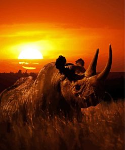 Rhino Sunset Diamond Paintings