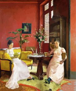 Two Ladies Reading In An Interior Diamond Painting