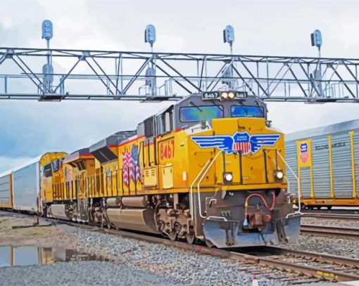 Yellow Diesel Train Diamond Paintings