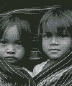 Black And White Children Diamond Painting