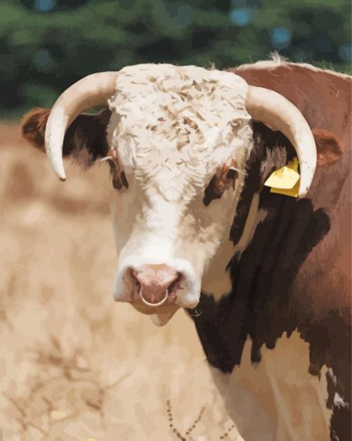 Bull with Horns Diamond Painting