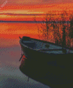 Lake Balaton Boat Sunset Diamond Painting