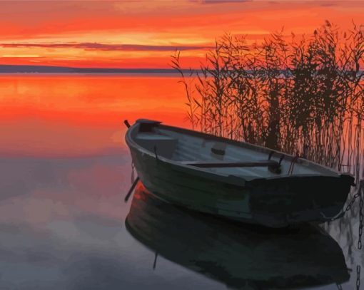 Lake Balaton Boat Sunset Diamond Painting