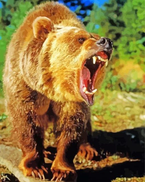 Angry Bear Wild Animal Diamond Painting