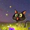 Black Cats And Flowers Cartoon Diamond Painting