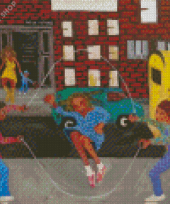 Black Children Jumping Rope Diamond Painting