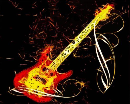 Flaming Guitar Art Diamond Painting