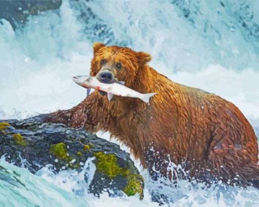 Bear Fishing Diamond Painting