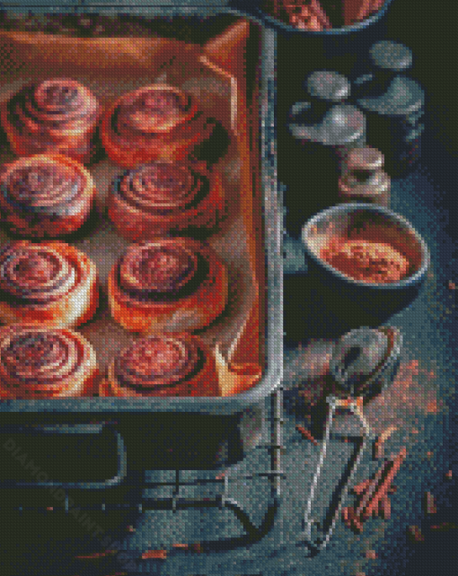 Cinnamon Roll With Cacao Powder Diamond Painting