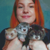 Ferrets And Woman Diamond Painting