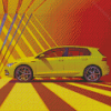 Golf 8 VW Yellow Sport Car Diamond Painting