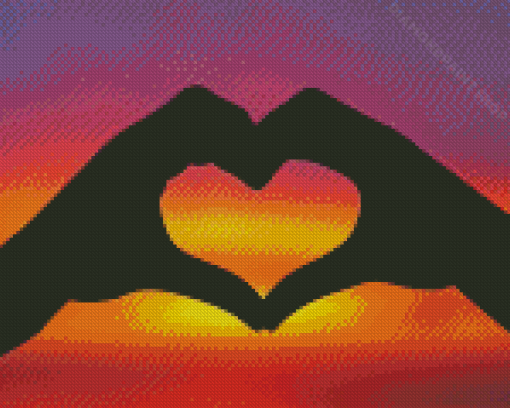 Sunset And Heart Diamond Painting