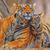 Tiger And Cubs Diamond Painting