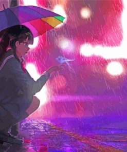 Anime Girl With Rain Diamond Painting