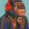 Cute Chimp Headphones Diamond Painting