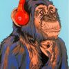 Cute Chimp Headphones Diamond Painting