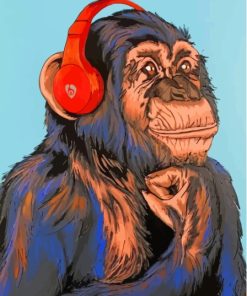 Cute Chimp Headphones Diamond Painting