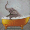 Elephant In Golden Tub Diamond Painting