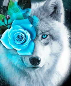 Floral Grey Wolf Diamond Painting