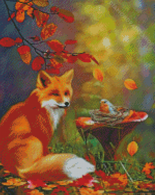 Fox And Bird Diamond Painting