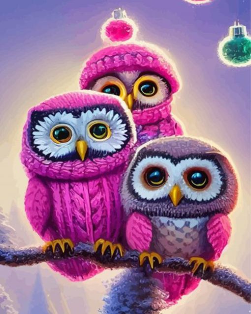 Purple Owls Diamond Painting