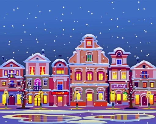 Snow Christmas Night Diamond Painting