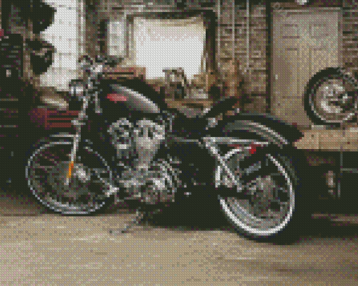 Black Harley 72 Motorbike Diamond Painting