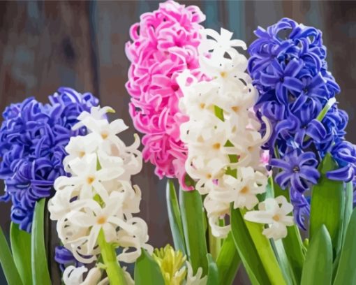 Blue White And Pink Hyacinth Diamond Painting