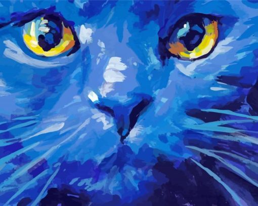 Blue Abstract Cat Art Diamond Painting