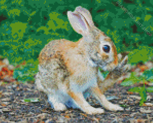 Brown Rabbit Near Green Leafed Diamond Painting