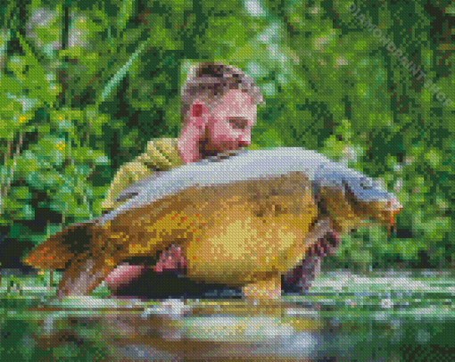 Carp Fishing In Water Diamond Painting