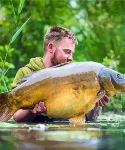 Carp Fishing In Water Diamond Painting