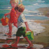 Children On Beach Diamond Painting