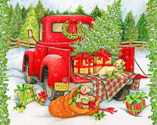 Christmas Truck Diamond Painting