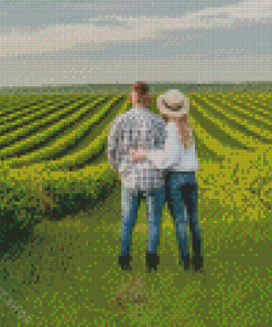 Couple In Farm Field Diamond Painting