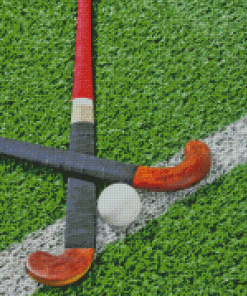 Field Hockey Sticks And Ball Diamond Painting