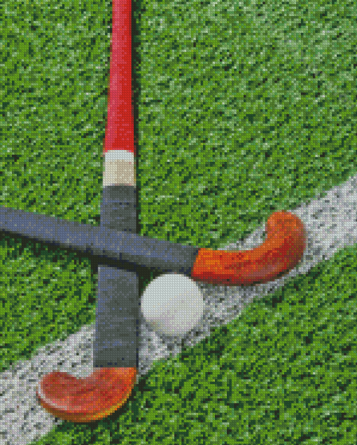 Field Hockey Sticks And Ball Diamond Painting