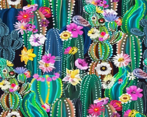 Floral Abstract Cactus Diamond Painting