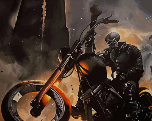 Ghost Rider Motorcycle Rider Diamond Painting