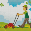 Man Mowing Grass Diamond Painting